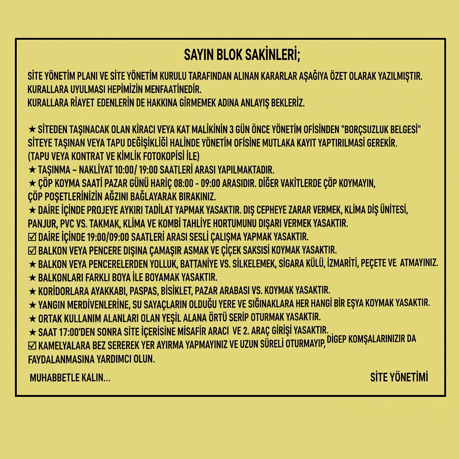 Site İçi Kurallar ve Duyurular